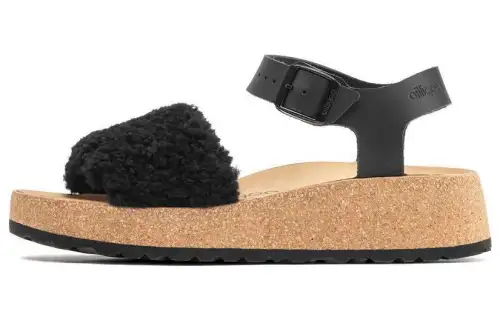 Birkenstock Glenda Leather Beach Sandals Women's Black Narrow