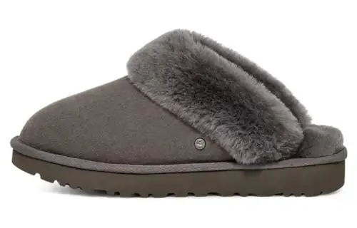 UGG Sheepskin integrated, casual and comfortable, fashionable sandals, women's model, charcoal gray