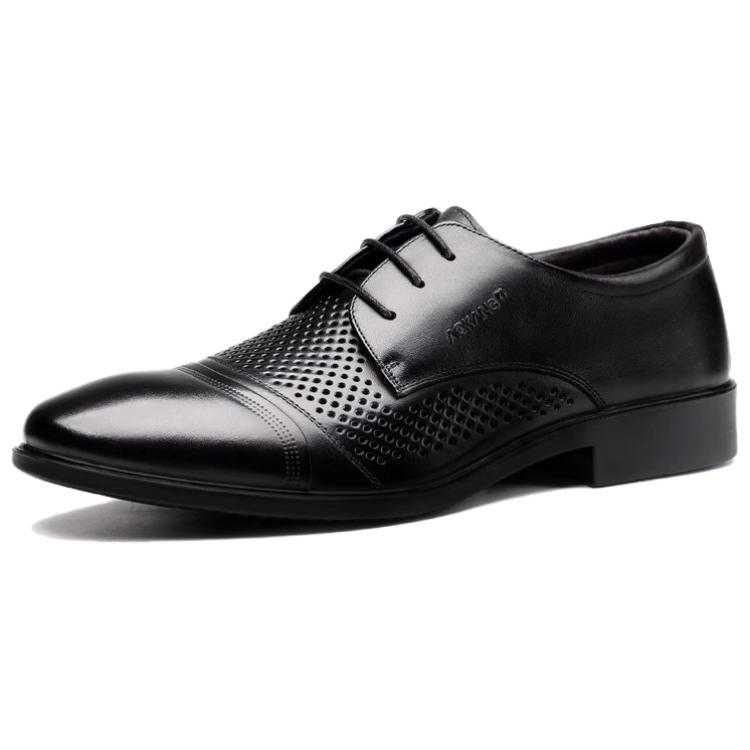 AOKANG hollow men's shoes cow leather summer breathable genuine leather sandals deodorant thin summer casual business formal leather shoes men's black brown