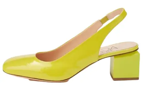 AGL Leather Chunky Heel High Heels 6CM Women's Yellow