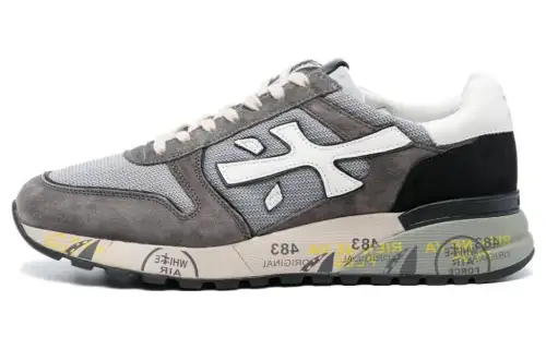 PREMIATA Mick Leather Cushioning Low top Casual Shoes Men's Beige Gray