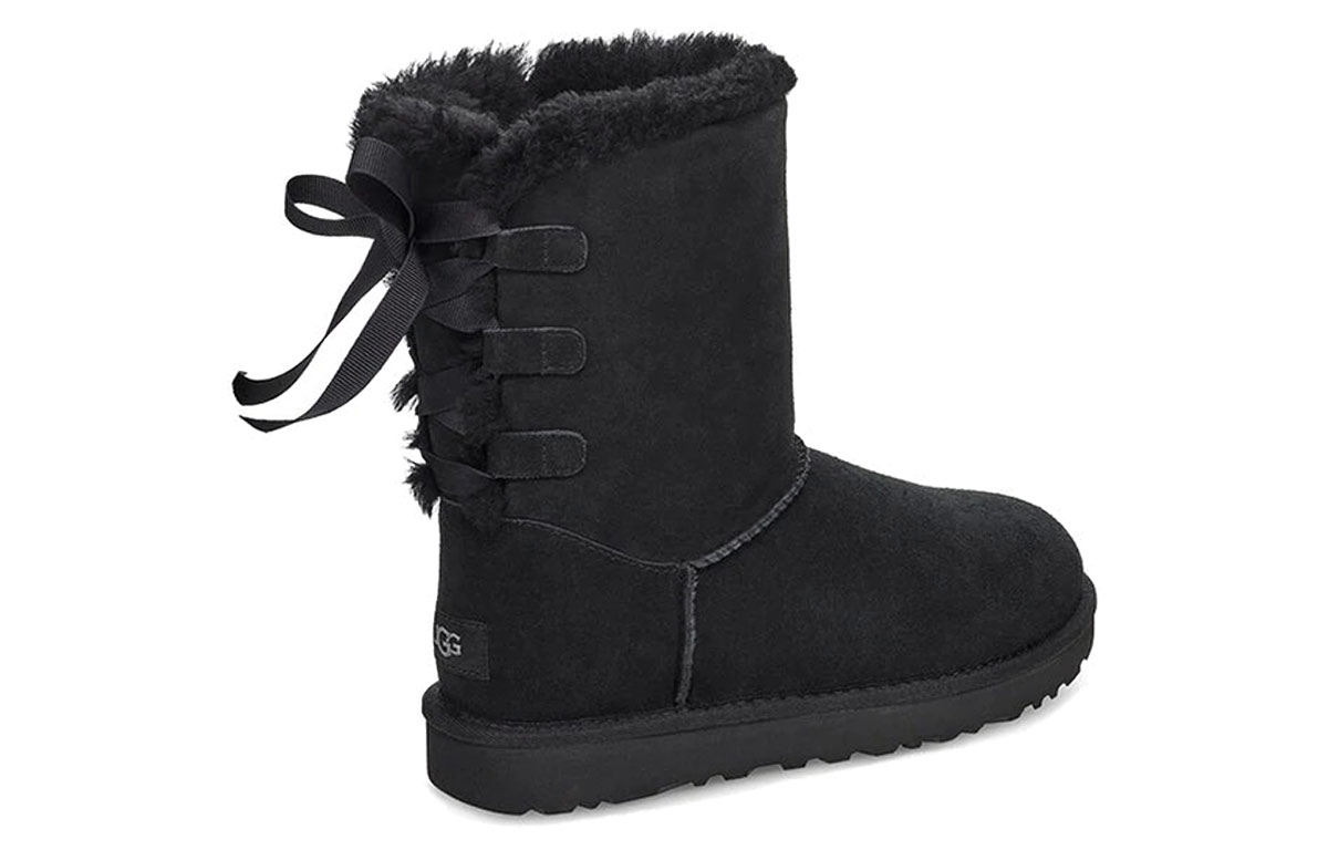 UGG Short Bow Stiefel Fleece Lined Black Women's