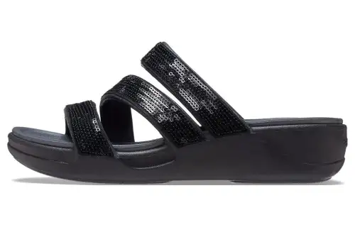 Crocs Boca Strappy Wedge Sandals 'Black' Women's