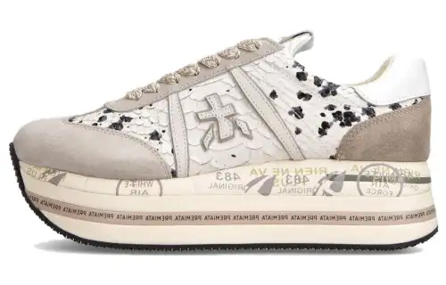 PREMIATA Leather Minimalist Fashion Low top Casual Shoes Women's Gray Brown