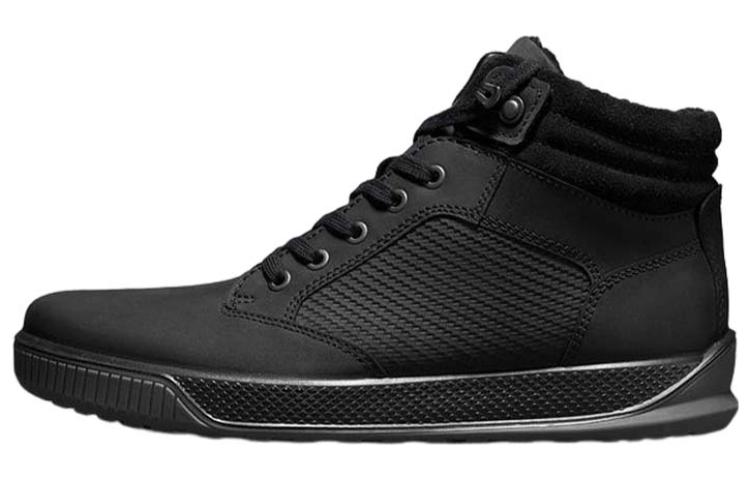 Ecco Road Racing Collection Top Grain Cow Leather Genuine Leather And High Top Stylish Skateboarding Shoes Men's Black