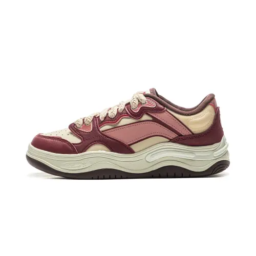 Li Ning Future Flow Slip Resistant Abrasion Resistant Low top Casual Shoes Women's Red Beige