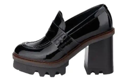 AGL Leather Chunky Heel High Heels Women's Black