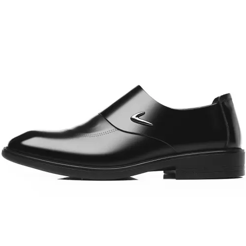 Mulinsen second-layer cowhide round toe business formal leather shoes men's black