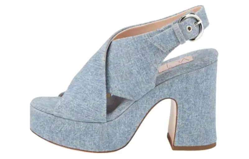 AGL Leather One Strap Sandals 10cm Women's Light Blue