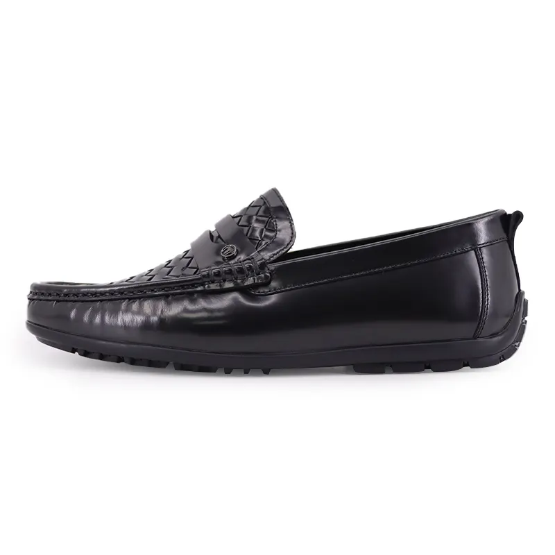 TRANOI Top Grain Cow Leather Casual Shoes Men's Black