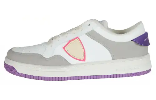 PHILIPPE MODEL Leather Low top Skateboard Shoes Women's White Gray Purple