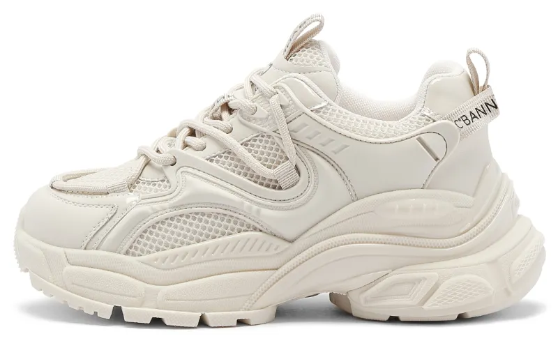 C°BANNER Leather Low top Chunky Sneakers 6cm Women's Beige