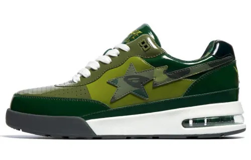 A BATHING APE Bape ROAD STA Patent Leather Stylish Skateboarding Shoes Women's Jasper