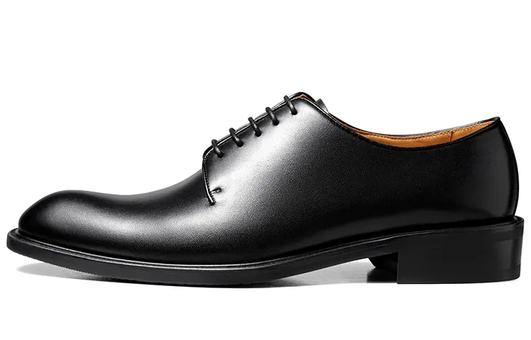 THOM WILLS British business calfskin derby shoes, breathable, comfortable and versatile, formal leather shoes, men's black