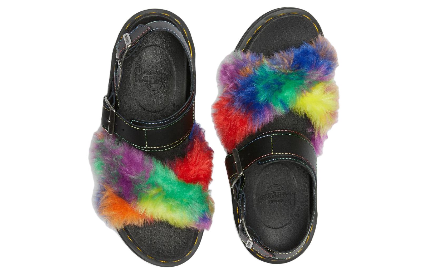 Dr.Martens Leather, Textile Platform Slippers Women's Black