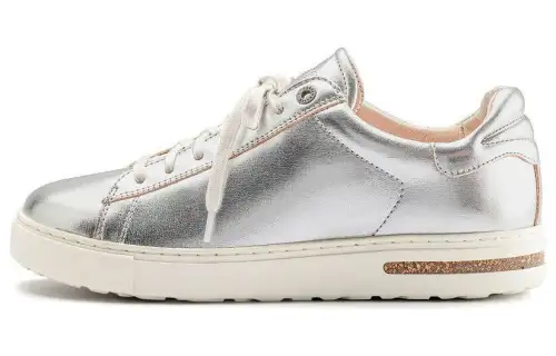 Birkenstock Leather Low top Skateboard Shoes Unisex Silver Narrow