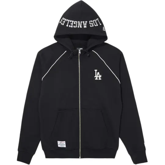 New Era SS26 MLB Los Angeles Dodgers на молнии в стиле ретро реглан с капюшоном повседневная толстовка из махровой ткани с вышитым логотипом и надписью с длинными рукавами Года Лошади, толстовка новогодней серии, одинаковый стиль для мужчин и женщин