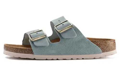 Birkenstock Suede Slide Slippers Women's Blue Brown