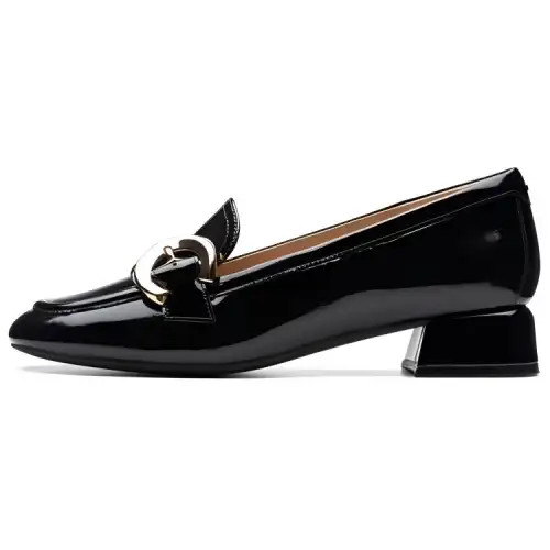Clarks Daiss 30 Leather Chunky Heel High Heels 3cm Women's Black