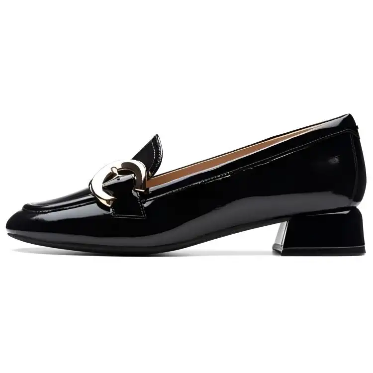 Clarks Daiss 30 Leather Chunky Heel High Heels 3cm Women's Black