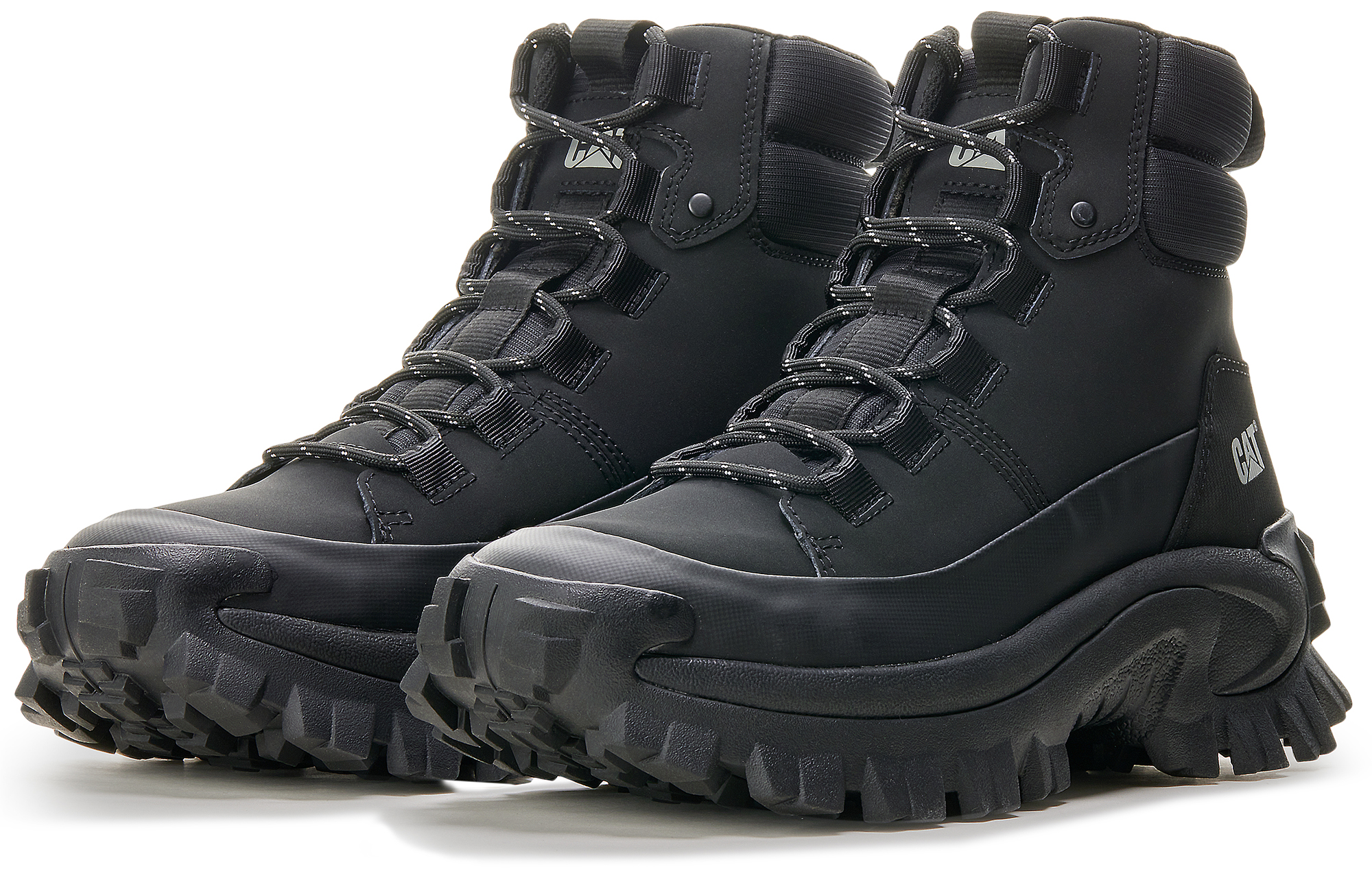 CAT Re Powered Moon Rover Collection, Explorer Top Grain Cow Leather Comfortable Short Combat Boots Unisex Black