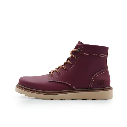 CAT Cow Split Leather Abrasion Resistant Short Outdoor Boots Men's Brown Red
