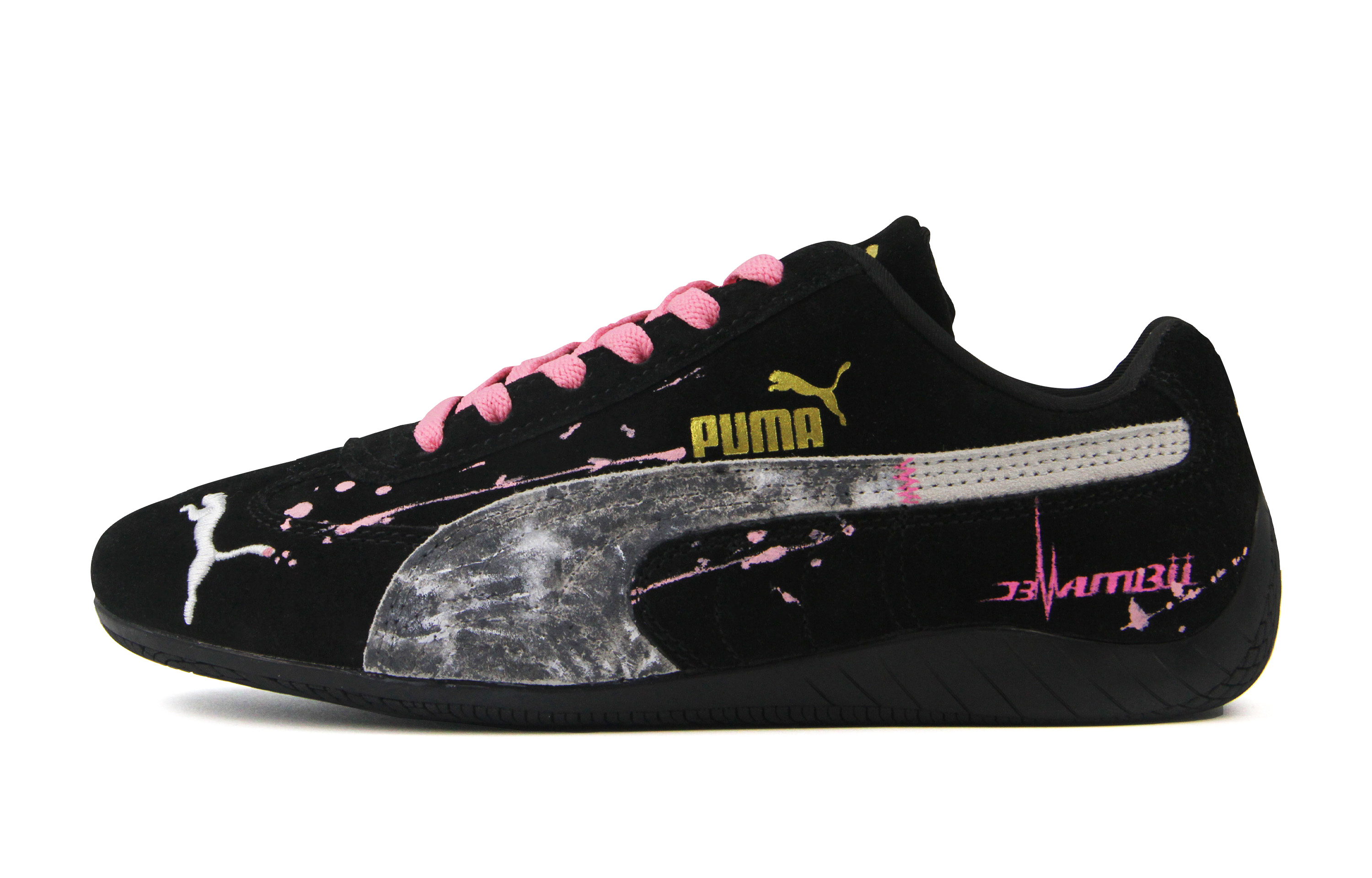 PUMA Speedcat Slip Resistant Abrasion Resistant Low top Casual Shoes Unisex Black Pink