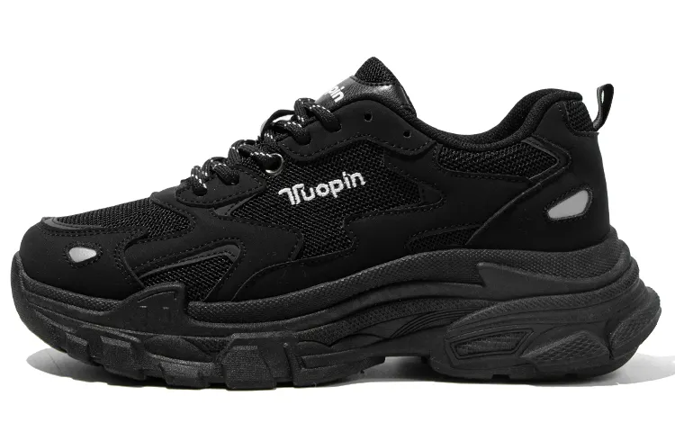 TUOPIN Abrasion Resistant Breathable Low Top Couple, Chunky Sneakers Unisex Black