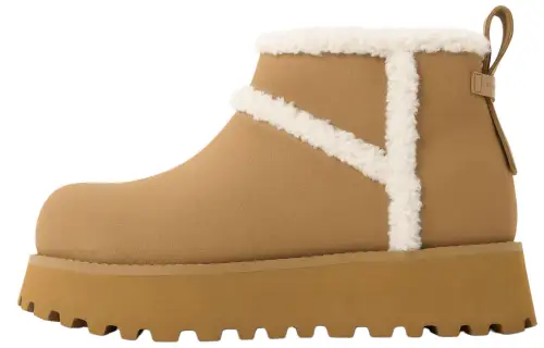 CHARLES&KEITH Pu Platform Fleece Lined Faux Suede Short Snow Boots 4.4cm Women's