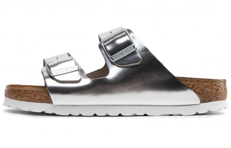 Женские шлепанцы Birkenstock (серебристые)
