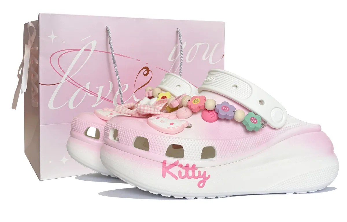 Crocs Crush Clog Filled Kitty Clogs Unisex Pink White