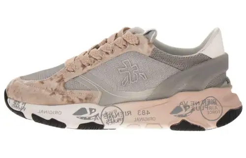 PREMIATA Leather Low top Casual Shoes Women's Gray Pink