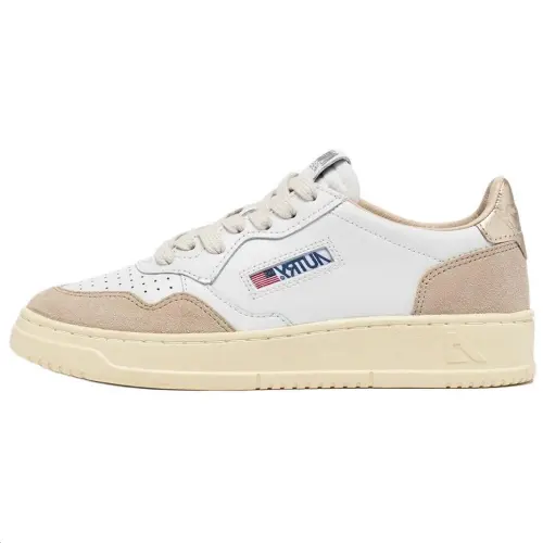 AUTRY Medalist Leather Low White Gold Beige Women's
