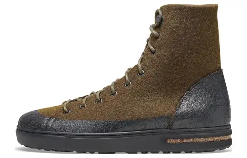 Birkenstock Leather High top Skateboard Shoes Unisex Olive Regular
