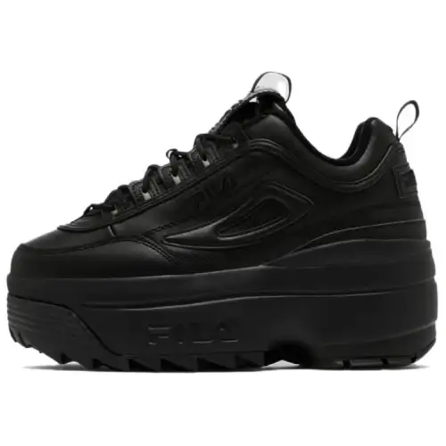 FILA Disruptor 2 Cow Leather, Leather Abrasion Resistant Breathable Low top Casual Shoes Women's Black