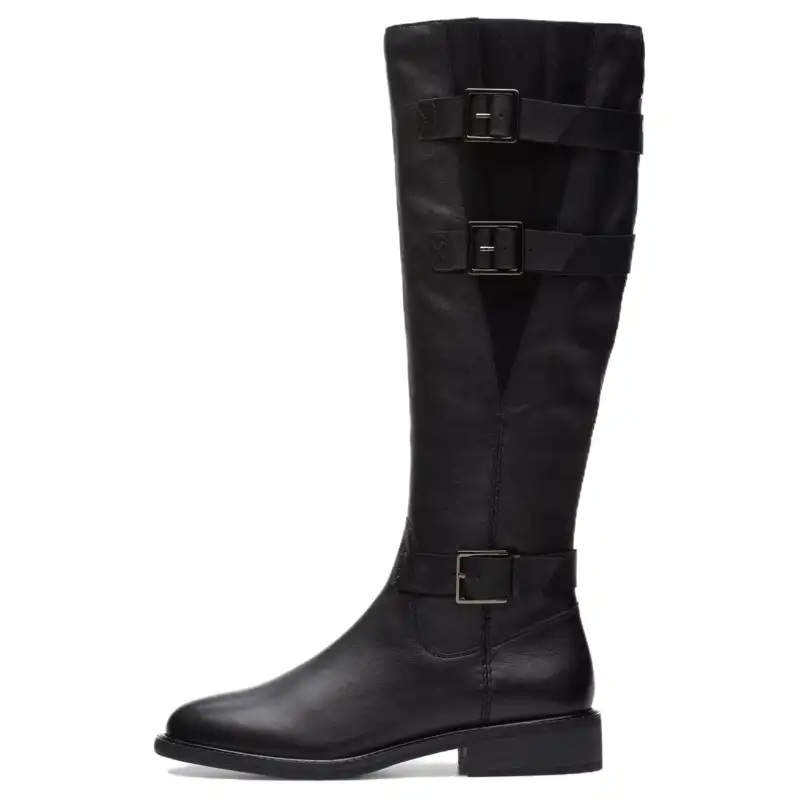Clarks Leather Knee high Boots 2cm Women's Black