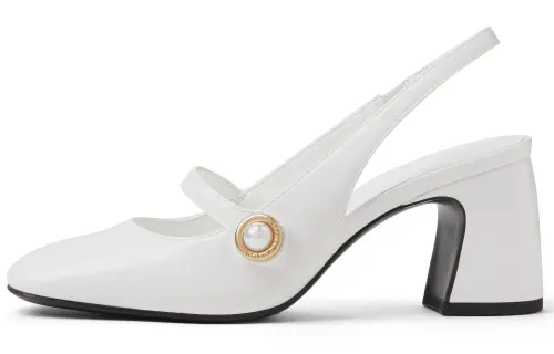 CHARLES&KEITH Small Ck Pu Chunky Heel Mary Jane Shoes 7cm Women's