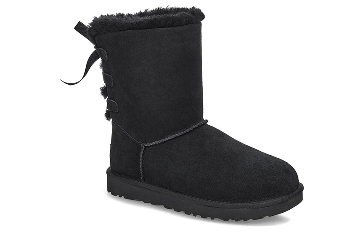 UGG Short Bow Stiefel Fleece Lined Black Women's