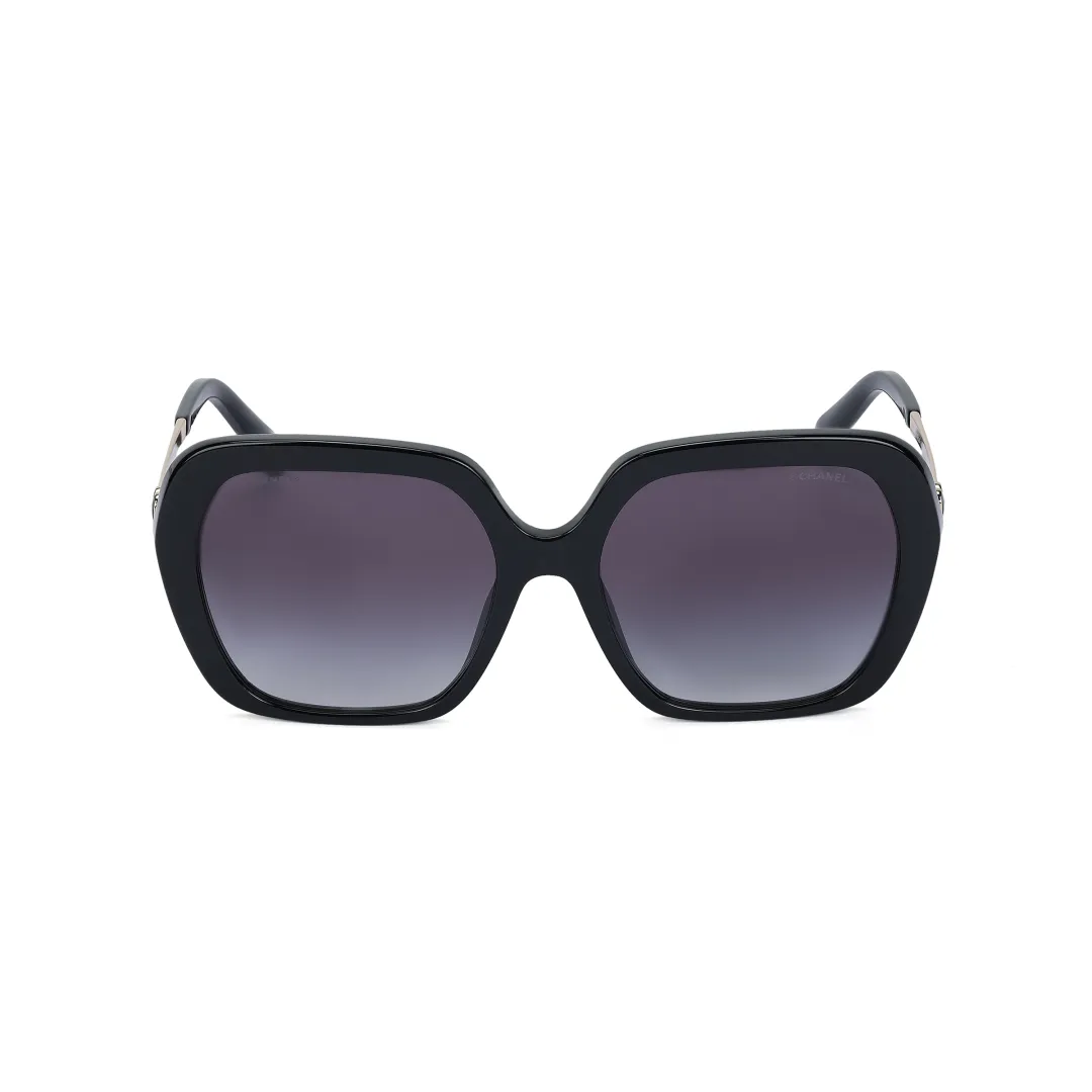 CHANEL Irregular Shape Sunglasses Women's Black