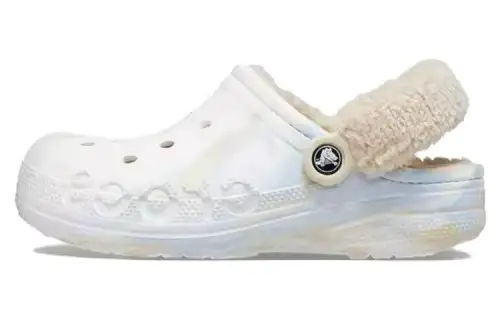 Crocs Beyah Warm Fleece Marble Print EVA Clogs Women's White