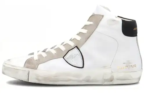 PHILIPPE MODEL Cow Leather Stylish Skateboarding Shoes Men's White