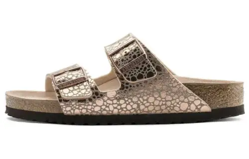Birkenstock Arizona Leather Slide Slippers Unisex Apricot