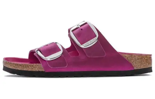 Birkenstock Leather Slide Slippers Women's Pink Purple Regular