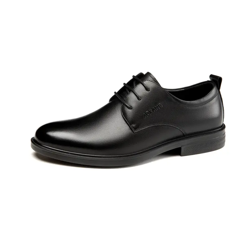 AOKANG cow leather round toe flat sole slip-on casual simple European and American trend literary British style business commuting comfortable soft sole versatile formal leather shoes men's black