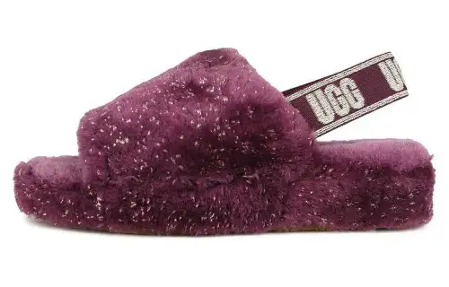 UGG Women's Fluff Yeah Slide 'Metallic Sparkle - Pinot Noir'