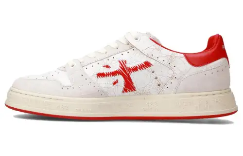 PREMIATA Leather Minimalist Fashion Low top Skateboard Shoes Men's White Red
