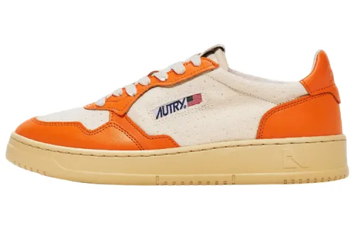AUTRY Leather Stylish Skateboarding Shoes Men's White Orange