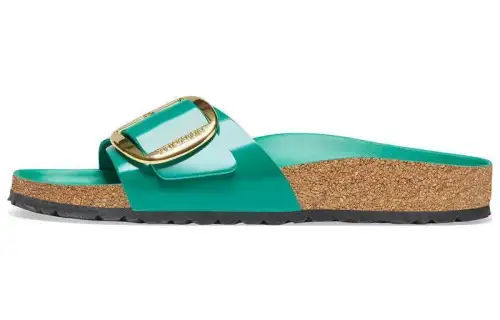 Birkenstock Leather Slide Slippers Women's Green Regular