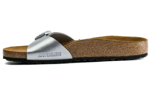 Birkenstock Synthetic Leather Slide Slippers Women's Silver Narrow