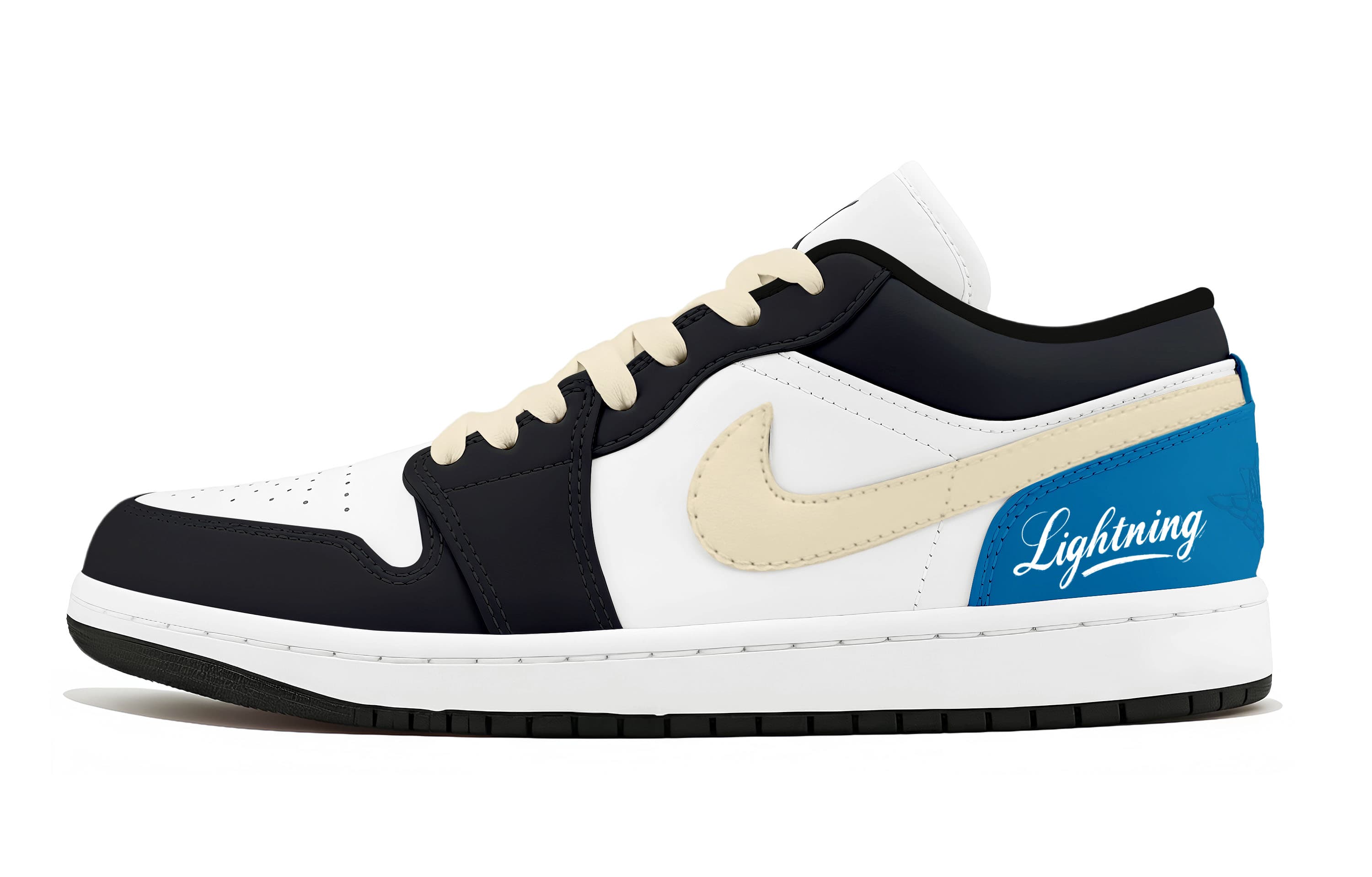 Jordan Air Jordan 1 Low top Vintage Basketball Shoes Unisex Black Blue White